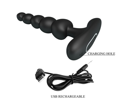 Черный анальный вибростимулятор Corban - 12 см.