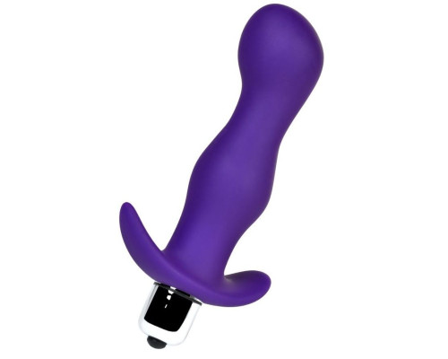 Фиолетовая изогнутая анальная вибропробка - 12,9 см.