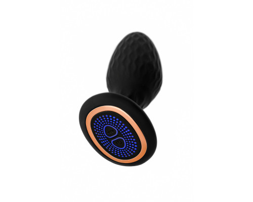 Черная анальная вибровтулка Tucana с ротацией и управлением через приложение - 12 см.