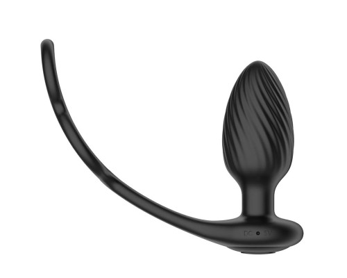 Черная анальная вибровтулка Tornado with Cock   Ball Rings с эрекционными кольцами