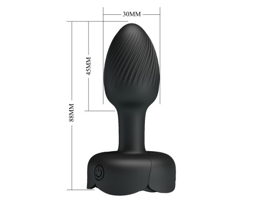 Черная анальная вибропробка с подсветкой Olman - 8,8 см.