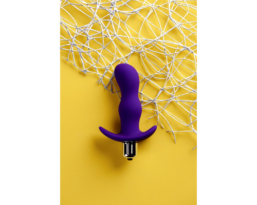 Фиолетовая изогнутая анальная вибропробка - 11,2 см.