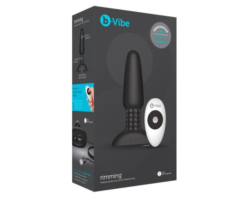 Чёрная вибровтулка с ротацией шариков RIMMING REMOTE CONTROL PLUG BLACK - 15,2 см.