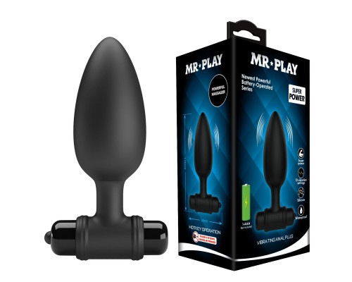 Черная анальная пробка с вибрацией - 11,5 см.