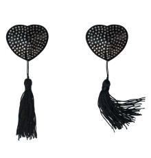 Черные пэстисы-сердечки Evans с кисточками и стразами