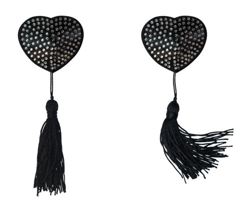 Черные пэстисы-сердечки Evans с кисточками и стразами