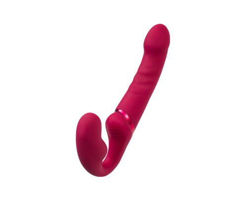 Малиновый безремневой страпон Lapis - 23 см.