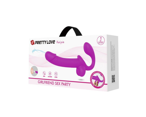 Лиловый безремневой страпон Kelpie с эффектом эякуляции