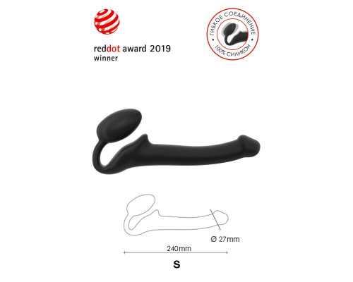 Черный безремневой страпон Silicone Bendable Strap-On S