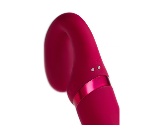 Малиновый безремневой страпон Lapis - 23 см.