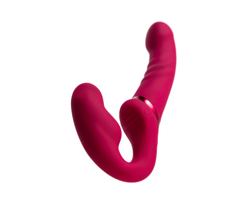 Малиновый безремневой страпон Lapis - 23 см.