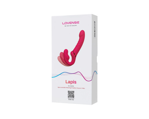 Малиновый безремневой страпон Lapis - 23 см.