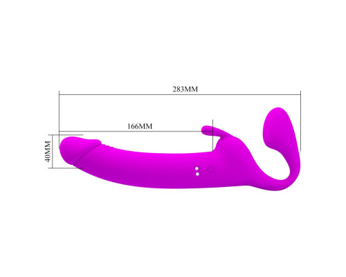 Лиловый безремневой страпон с вибрацией Zanini
