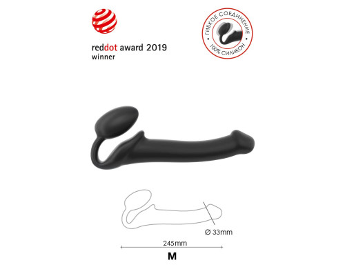 Черный безремневой страпон Silicone Bendable Strap-On M