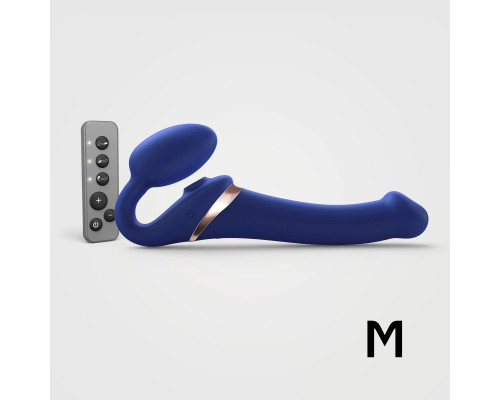 Синий безремневой страпон Multi Orgasm Size M с клиторальной стимуляцией