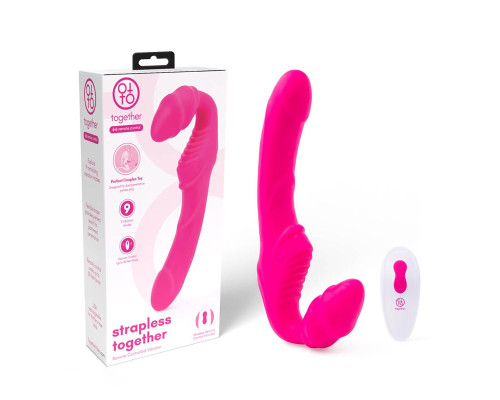 Розовый безремневой страпон на радиоуправлении Strapless Together - 22 см.
