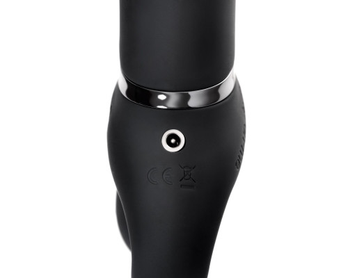 Черный безремневой вибрострапон Vibrating Bendable Strap-On - size L