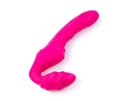 Розовый безремневой страпон на радиоуправлении Strapless Together - 22 см.