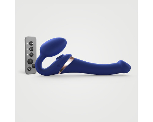 Синий безремневой страпон Multi Orgasm Size S с клиторальной стимуляцией