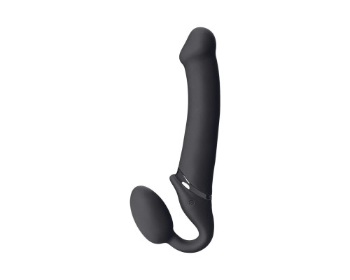Черный безремневой вибрострапон Vibrating Bendable Strap-On - size L