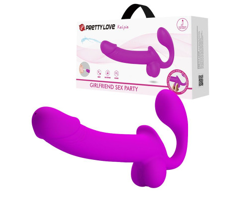 Лиловый безремневой страпон Kelpie с эффектом эякуляции