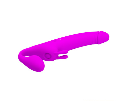 Лиловый безремневой страпон с вибрацией Zanini