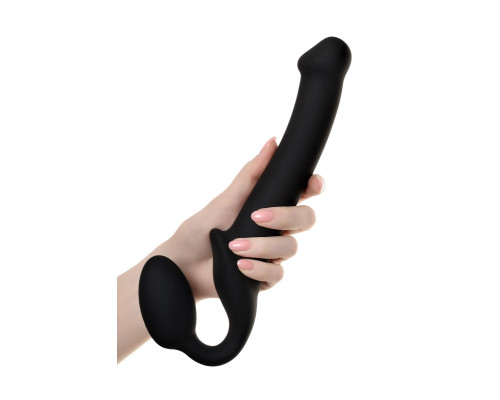 Черный безремневой страпон Silicone Bendable Strap-On M