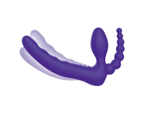 Фиолетовый безремневой страпон с пультом ДУ 7’’ Remote Control Strapless - 24 см.