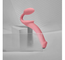 Розовый безремневой страпон Strap-on-me Semi-Realistic Bendable Strap-On size S