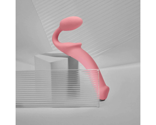 Розовый безремневой страпон Strap-on-me Semi-Realistic Bendable Strap-On size S