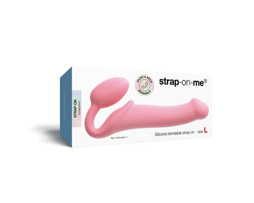 Розовый безремневой страпон Strap-on-me Semi-Realistic Bendable Strap-On size L