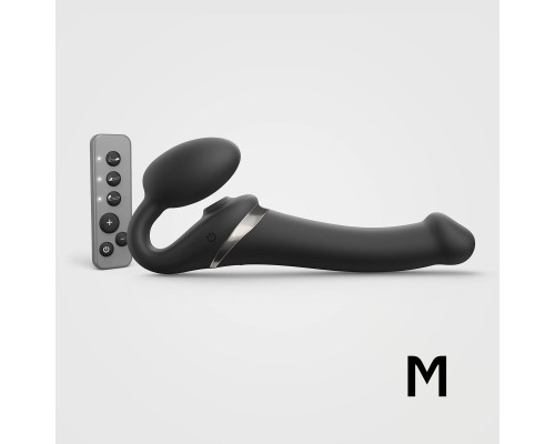 Черный безремневой страпон Multi Orgasm Size M с клиторальной стимуляцией