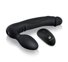 Черный безремневой страпон с вибрацией - 20,3 см.