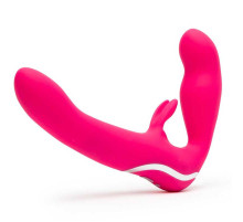 Ярко-розовый безремневой страпон Rechargeable Vibrating Strapless Strap-On