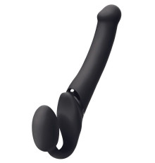 Черный безремневой вибрострапон Silicone Bendable Strap-On - size M