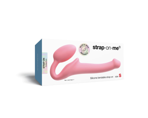 Розовый безремневой страпон Strap-on-me Semi-Realistic Bendable Strap-On size S