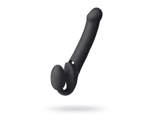 Черный безремневой вибрострапон Vibrating Bendable Strap-On - size L