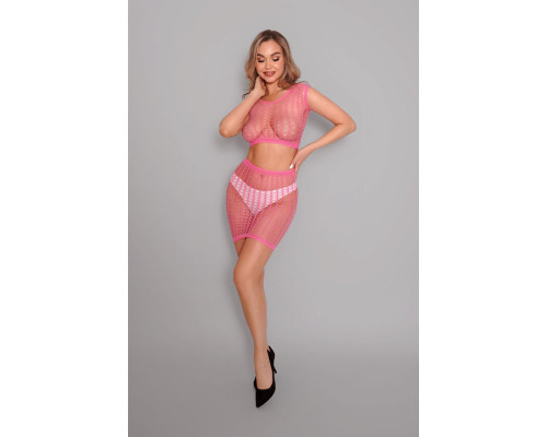 Яркий сетчатый комплект: топ и юбка