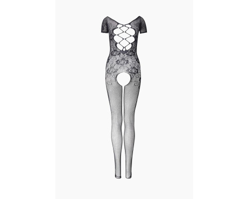 Чёрный комбинезон с красивым цветочным орнаментом