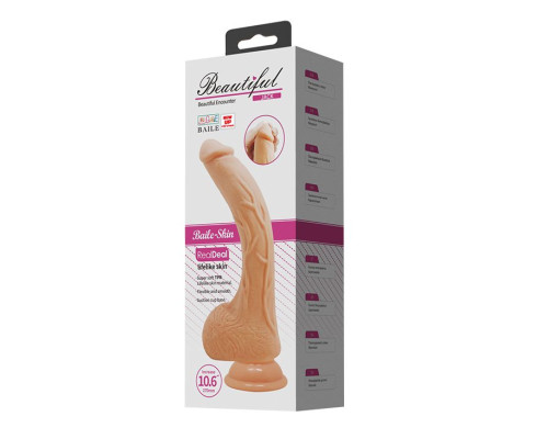 Телесный вибратор-гигант с выносным пультом Jack - 27 см.