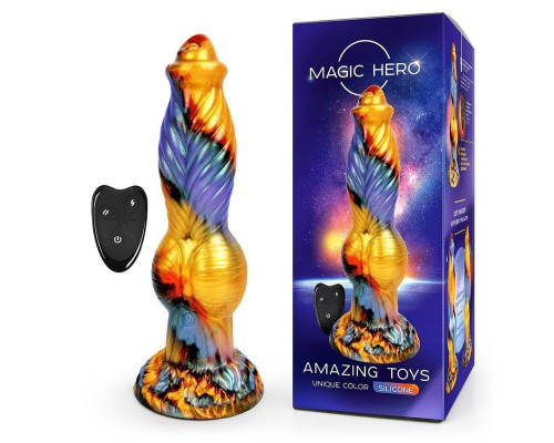 Разноцветный фантазийный вибромассажер - 26 см.