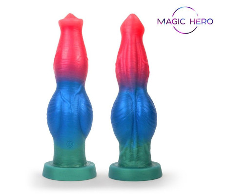 Цветной фантазийный вибратор с возвратно-поступательными движениями и ротацией - 26 см.