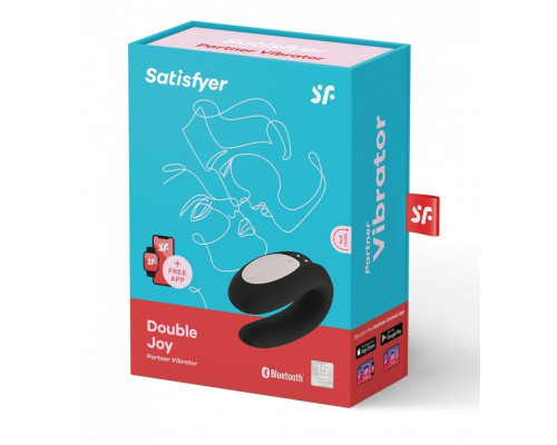 Черный вибратор для пар Double Joy с управлением через приложение