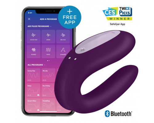Фиолетовый вибратор для пар Double Joy с управлением через приложение