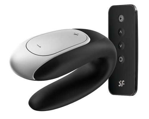 Чёрный вибромассажёр для пар Satisfyer Double Fun