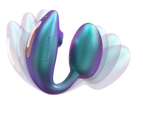 Бирюзовый вибратор для пар Wonderlover
