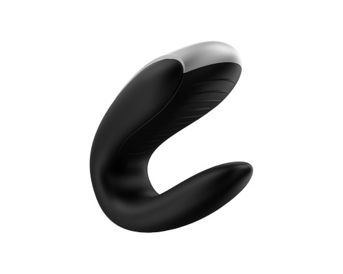 Чёрный вибромассажёр для пар Satisfyer Double Fun