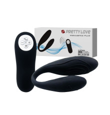 Чёрный вибромассажер для пар Indulgence Plus с ДУ