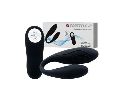 Чёрный вибромассажер для пар Indulgence Plus с ДУ