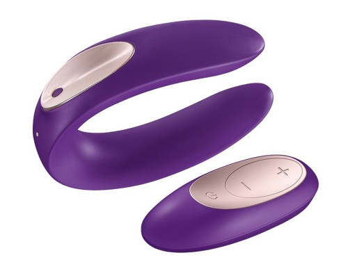 Фиолетовый вибратор для пар Satisfyer Double Plus Remote с пультом ДУ